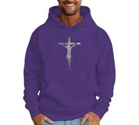 Wmmner Mens Hoodies Stylish Graphic Pocket Draw String, Loose Design Warm Modern Style Pullover Hooded Sweatshirt Fall and Winter Casual Outdoor Tops Jumper/Purple/XXL
