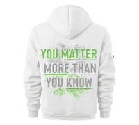 Wmmner Mens Hoodies U Matter More Than You Know, Letter Printed Stylish Contrast Zipper Pocket Hooded Sweatshirt Casual Trendy Baggy Basic Hoody Outfits Pullover/White/M