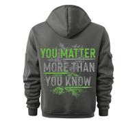 Wmmner Mens Hoodies U Matter More Than You Know, Letter Printed Stylish Contrast Zipper Pocket Hooded Sweatshirt Casual Trendy Baggy Basic Hoody Outfits Pullover/Dark Gray/XL
