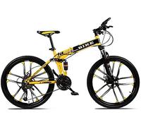 Wmmner Men's Mountain Bikes, Mountain Bicycle 24/26 Inches Foldable Mountainbike with Kettle Frame Adjustable Seat High-Carbon/21Stage Shift/24Inches