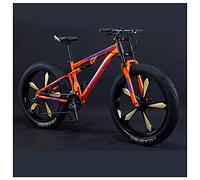Wmmner Mens Women Fat Tire Mountain Bike, 26-Inch Wheels, 4-Inch Wide Off-Road Tires, 7/21/24/27/30 Speed Full Suspension Moutain Bicycle for Adults Teens, Carbon Steel,24 Speed,Orange 5 Spoke