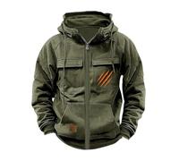 Wmmner Mens Zip up Hoodie Cool Graphic Multiple Pockets, Full Zip Draw Stmock Neck Regular Fit Hooded Sweatshirt Fall and Winter Casual Outdoor Tops Jacket/Blackish Green/L