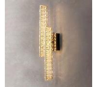 Wmmner Mid Century Crystal Wall Mount Light Fixtures 2-Lights Linear Crystal Wall Lamp Chrome Dimming Led Sconces Bathroom Vanity Light Bar for Bedside Living Room,1 Light-A