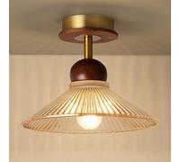 Wmmner Mid Century Gold Flush Mount Ceiling Light Modern Glass Ceiling Lamp Wabi Sabi Close to Ceiling Light Fixture for Living Room Dining Room Study Villa Bedroom Corridor Children's Room Hallway(2/