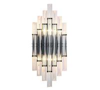 Wmmner Modern 3 Lights Crystal Wall Sconce Flute Clear Light Fxture Nordic D Metal Lamp for Hotel Living Room Restaurant Corridor-Den 22X55Cm/Black/22 * 55Cm(9 * 22Inch)