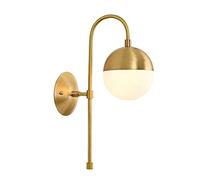 Wmmner Modern Bedside Wall Light E27 Socket Round Glass Shade Wall Lamp Gold Metal Bracket Sconce Indoor Living Room Light Bedroom Cafe Corridor Lighting [Energy Class A+], Hanging Modern Chandelier