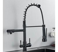 Wmmner Modern Brushed Nickel Pull Down Kitchen Faucet - 360° Rotating Hot/Cold Water Mixer Tap for Filtered Drinking Water - Stylish Kitchen Sink Upgrade/Matte Black Gb