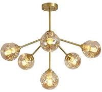 Wmmner Modern Chandelier Gold 6 Lights Sputnik Light Mid Century Fixture Ceiling Lamp for Living Room Dining Room Kitchen Bedroom Foyer-Gold 2 6T,Hanging Light