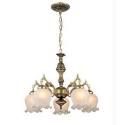 Wmmner Modern Elier Mid Century V-Intage Glass Elier Modern Semi Flush Mount Light Antique Brass Finish Hanging Ceiling Light Fixtures/Bronze/5 Head