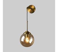 Wmmner Modern Glass Globe Wall Sconce, Brushed Brass Gold Long Pole Wall Lighting,Wall Lamp Fixtures for Bedroom, Living Room, Bathroom(B, Smoky Grey)/Amber/B