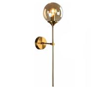Wmmner Modern Glass Globe Wall Sconce, Brushed Brass Gold Long Pole Wall Lighting,Wall Lamp Fixtures for Bedroom, Living Room, Bathroom(B, Smoky Grey)/Amber/a