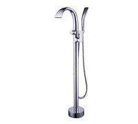 Wmmner Modern Gold Waterfall Bathroom Taps for Free Standing Bath Single Hole Freestanding Bath Mixer Tap with 360° Rotating Spout/Chrome