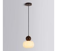 Wmmner Modern Led Chandelier Acrylic Cotton Shapes Light Adjustable Height Wood Hanging Lamp for Kitchen Island Living Room Bedroom Bedside Dining Room Hallway Cafe Ceiling Light Fixture(Wood/Walnut C
