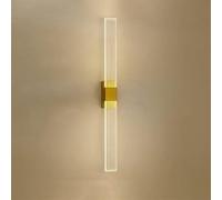 Wmmner Modern Minimalist Strip Wall Light Acrylic Long Indoor Wall Sconce, 35Cm/55Cm Led Bedroom Bedside Linear Lights Natural White 4000K Wall Wash Lights, Copper Finish Wall Lamp/Gold/35Cm
