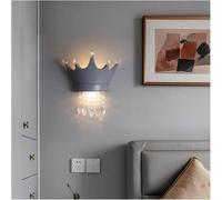 Wmmner Modern Simple Wall Lamps Amen Crown Crystal Wall Light Fixture - Living Room Background Lamp Bedroom Bedside Led Lights, (Gray)