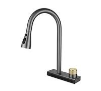 Wmmner Modern Stainless Steel Kitchen Faucet with Pull Down Sprayer High Arc Design Single Handle Easy Installation Waterfall Spout for Sink - Perfect for Contemporary Kitchens/Gris
