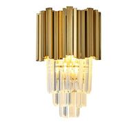 Wmmner Modern Strip Crystal 2 Lights Wall Sconce Mid-Century Black Lamp Oversized Tapered Light Fxture for Bedside Bedroom Nightstand Porch-Den 23X38Cm
