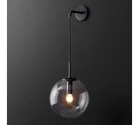 Wmmner Modern Wall Lamp,Smokey Grey Glass Wall Sconces,Vintage Brass Finish, Adjustable Length Wall Light for Living Room Bedroom Bathroom Vanity,Gold,15Cm/Black/15Cm