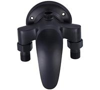 Wmmner Modern Wall Mounted Brass Outdoor Garden Taps Kit with Single Lever Cold and Hot Water Faucet for Bathroom Shower Black