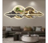 Wmmner Modern Wall Picture Light inside Creative Oriental Landscape Mural Sconces Lamp Led,Modern Welcoming Pine Wall Hanginging for Home Hotel Bar(150X50Cm/59X19.7In) (One Color 120X40Cm/47X15.8I/One