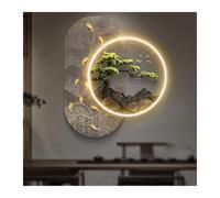 Wmmner Modern Wall Picture Light inside Creative Oriental Landscape Mural Sconces Lamp Led,Welcoming Pine Wall Hanginging for Home Hotel Bar Lobby(Grey,75X90Cm/29.5X35.4In) (Grey 67X80Cm/26.4X31.5/Gol