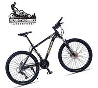 Wmmner Mountain Bicycle 26-Inch Wheels for Adults Men Women with Front Suspension, High-Carbon Steel Hardtail Mountain Trail Bike, All Terrain Anti-Slip Mountain Bikes,Black Gold,24 Speed/Black Gold/2