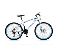 Wmmner Mountain Bike 700C Wheels Adult Bike 21 Speed Man and Woman Shock Absorbing Front Fork 3-Spoke One-Piece Wheels Double Disc Brake/White blue/26-IN_SPOKED HUB