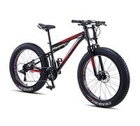 Wmmner Mountainbike 24 Zoll Fat Tire Für Männer Und Frauen, Dual-Suspension Adult Mountainain Trail Bikes, All-Terrain-Fahrrad Mit Verstellbarem Sitz Und Doppelscheibenbremse, Schwarz, 7 Geschwindigke