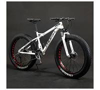 Wmmner Mountainbike Für Erwachsene, 24-Zoll-Räder, Herren, Stahlrahmen Für Damen, Fat Tire Mountainbikes Hardtail-Mountainbike, Mechanische Scheibenbremsen, Grau, 27 Geschwindigkeit/Weiß/27 Geschwindi
