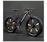 Wmmner Mountainbike Für Erwachsene, 26-Zoll-Räder, Herren, Damen Stahlrahmen, Fat Tire Mountainbikes Hardtail Mountainbike, Mechanische Scheibenbremsen, Weiß 3 Speichen, 27 Geschwindigkeit/Rot 5 Speic