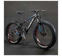 Wmmner Mountainbike Für Erwachsene, 26-Zoll-Räder, Herren, Damen Stahlrahmen, Fat Tire Mountainbikes Hardtail Mountainbike, Mechanische Scheibenbremsen, Weiß 3 Speichen, 27 Geschwindigkeit/Blaue Speic