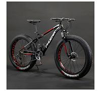 Wmmner Mountainbike Für Erwachsene, 26-Zoll-Räder, Herren, Damen Stahlrahmen, Fat Tire Mountainbikes Hardtail Mountainbike, Mechanische Scheibenbremsen, Weiß 3 Speichen, 27 Geschwindigkeit/Rote Speich