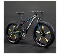 Wmmner Mountainbike Für Erwachsene, 26-Zoll-Räder, Herren, Damen Stahlrahmen, Fat Tire Mountainbikes Hardtail Mountainbike, Mechanische Scheibenbremsen, Weiß 3 Speichen, 27 Geschwindigkeit/Blau 5 Spei