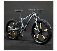 Wmmner Mountainbike Für Erwachsene, 26-Zoll-Räder, Herren, Damen Stahlrahmen, Fat Tire Mountainbikes Hardtail Mountainbike, Mechanische Scheibenbremsen, Weiß 3 Speichen, 27 Geschwindigkeit/Grau 5 Spei