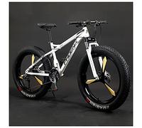 Wmmner Mountainbike Für Erwachsene, 26-Zoll-Räder, Herren, Damen Stahlrahmen, Fat Tire Mountainbikes Hardtail Mountainbike, Mechanische Scheibenbremsen, Weiß 3 Speichen, 27 Geschwindigkeit/Weiß 3 Spei