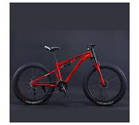 Wmmner Mountainbikes, 24 Zoll Fat Tire Hardtail Mountainbike, Dual Suspension Rahmen Und Suspension Gabel All Terrain Mountainbike Für Männer Frauen Erwachsene, Weiß, 21 Geschwindigkeit/Rot/30 Geschwi