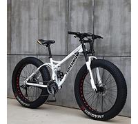 Wmmner Mountainbikes, 26 Zoll Fat Tire Hardtail Mountainbike, Doppelfederrahmen Und Federgabel All Terrain Mountainbike Cyan 5 Räder - 21Spd/Weiße Speichen/24 SPD