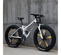 Wmmner Mountainbikes, 26 Zoll Fat Tire Hardtail Mountainbike, Doppelfederrahmen Und Federgabel All Terrain Mountainbike Cyan 5 Räder - 21Spd/5 Weiße Räder/7Spd