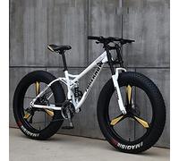 Wmmner Mountainbikes, 26 Zoll Fat Tire Hardtail Mountainbike, Doppelfederrahmen Und Federgabel All Terrain Mountainbike Cyan 5 Räder - 21Spd/3 Weiße Räder/21 SPD