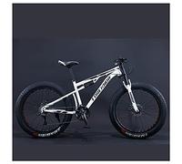 Wmmner Mountainbikes, 26 Zoll Fat Tire Hardtail Mountainbike, Doppelfederung Rahmen Und Federgabel All Terrain Mountainbike Für Männer Frauen, 7 Geschwindigkeit, Rote Speiche/27 Geschwindigkeit/Weiße