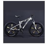 Wmmner Mountainbikes, 26 Zoll Fat Tire Hardtail Mountainbike, Doppelfederung Rahmen Und Federgabel All Terrain Mountainbike Für Männer Frauen, 7 Geschwindigkeit, Rote Speiche/21 Geschwindigkeit/Weiß 5