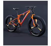 Wmmner Mountainbikes Herren 26 Zoll Erwachsene Fat Tyre Mountainbike Mit Vollfederung, High-Carbon Steel Large Frame Dual Disc Brake Giant Bicycle/Orange 3 Speichen/7 Geschwindigkeiten