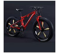 Wmmner Mountainbikes Herren 26 Zoll Erwachsene Fat Tyre Mountainbike Mit Vollfederung, High-Carbon Steel Large Frame Dual Disc Brake Giant Bicycle/Rot 5 Speichen/7 Geschwindigkeiten