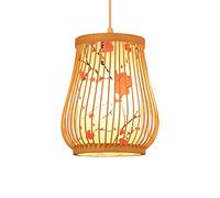 Wmmner Natural Bamboo and Rattan Woven Hanging Lamp Wood Vintage Lantern Ceiling Light Wicker Veneer Chandelier Decorative Lighting Fixtures Rustic Style Cafe Teahouse Bar Dining Room/C/18Cm/7In*23Cm/