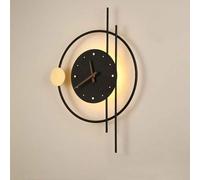 Wmmner Nordic Background Wall Clock Sconce Interior Decoration Lamp Led Indoor Light Creative Design for Bedroom Wooden Pointer 3000K Warm White 9W Metal/K/One Size