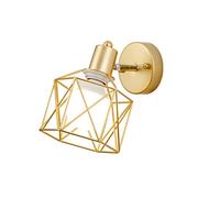 Wmmner Nordic Minimalist Wall Lamp Frosted Golden Cage Lantern Small Wall Sconce Brass Electroplating Shade Retro E27 Indoor Corridor Aisle Lighting Decorative Mid-Century Wall Light