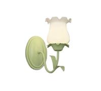 Wmmner Nordic Modern Green Floral Wall Lamp - Tulip Milk Glass Sconce for Girls Bedroom, Stylish Double Vanity Light Over Mirror, Ideal for Hallway & Living Room Decor/Morning Glory/1 Light