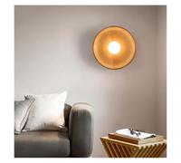 Wmmner Nordic Modern Home Decor Wall Lamps Nature Solid Wood Body Round Plate Lights Led Bedroom Corridor Simple Design Lustres/White Wood/Warm White
