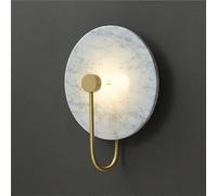 Wmmner Nordic Round 12.6In Wall Light Fixtures Natural Marble Indoor Wall Lamps Warm Light Led Simple Wall Sconce Gold Copper Decoration Wall Lantern for Living Spaces Wall Decor(White)/White/a