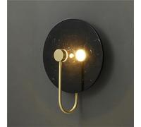 Wmmner Nordic Round 12.6In Wall Light Fixtures Natural Marble Indoor Wall Lamps Warm Light Led Simple Wall Sconce Gold Copper Decoration Wall Lantern for Living Spaces Wall Decor(White)/Black/a